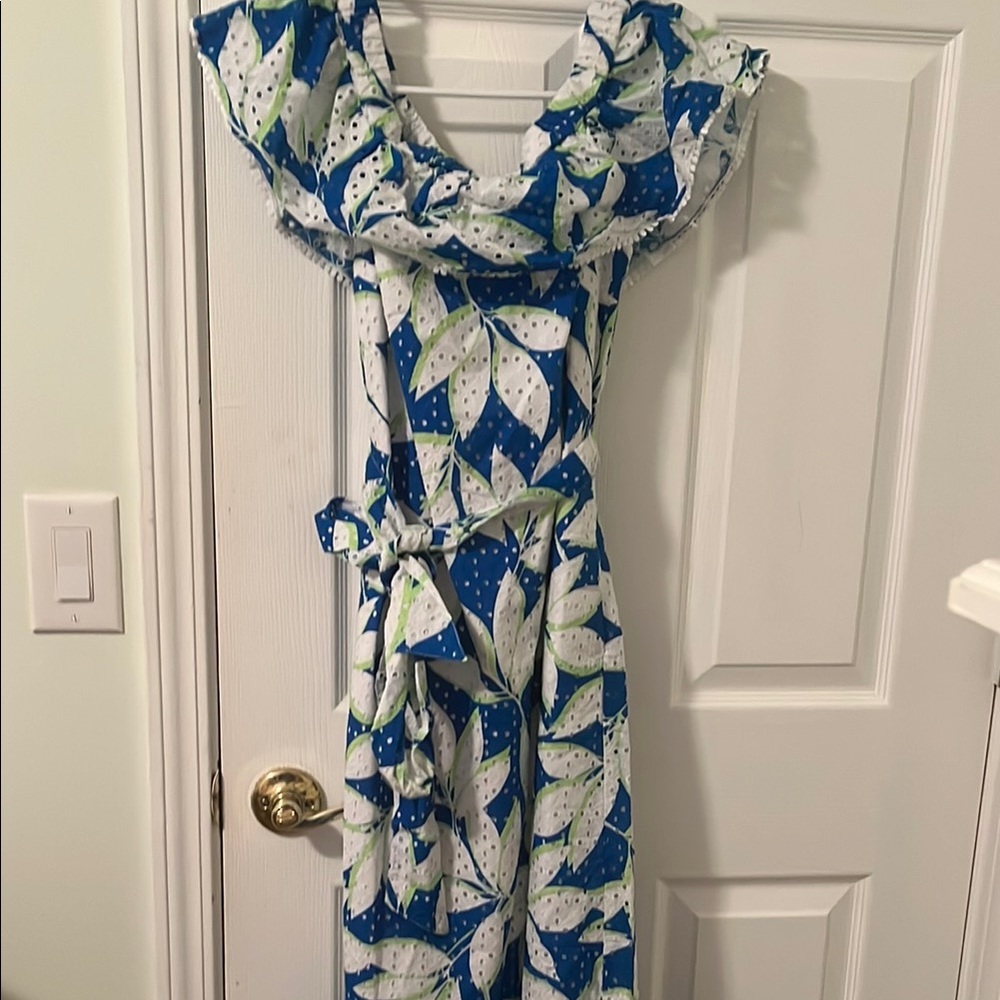 Draper James Eyelet Off Shoulder Midi Flounce Dress